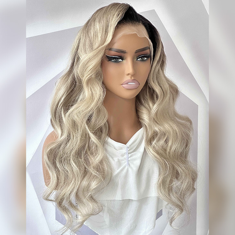 platinum blonde with dark roots