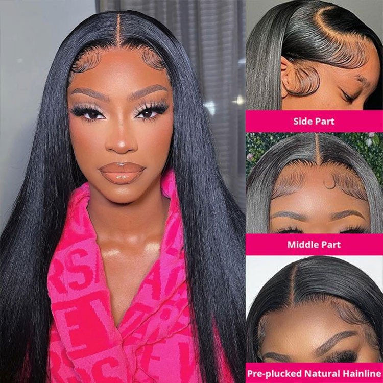 Pre-plucked straight lace front wigs