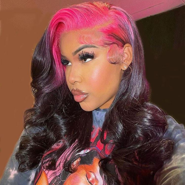 pink roots on black wigs
