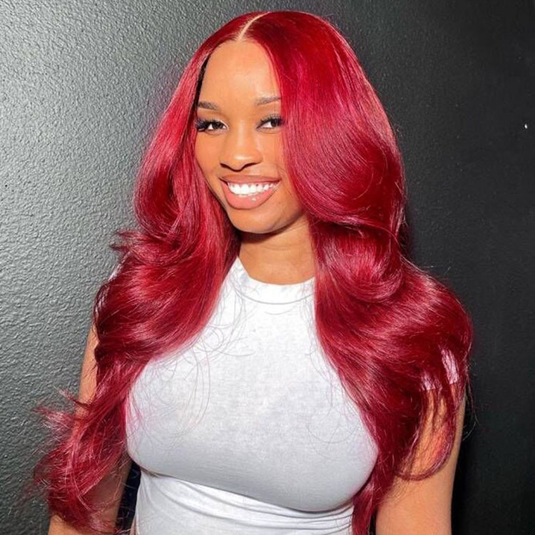 red frontal wig