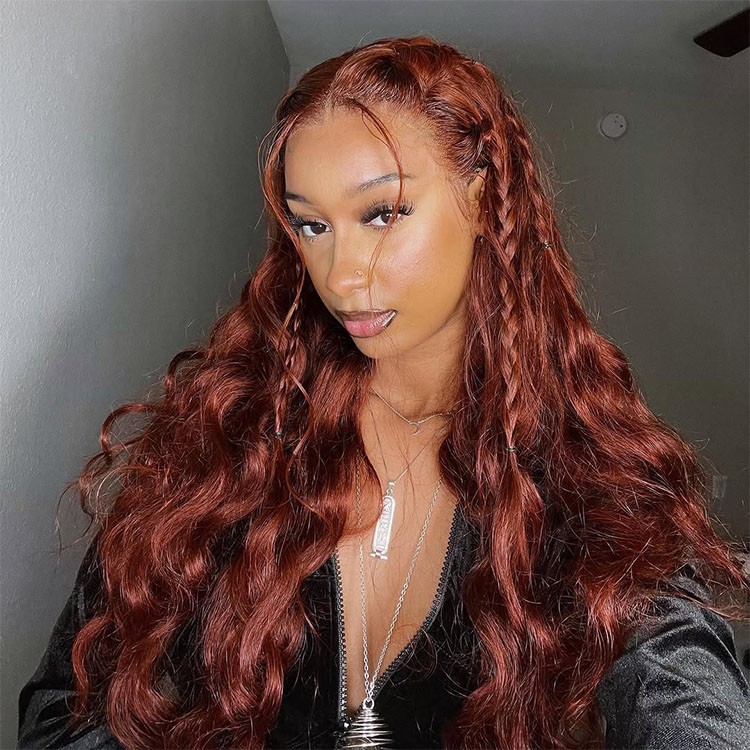 red brown lace front wigs