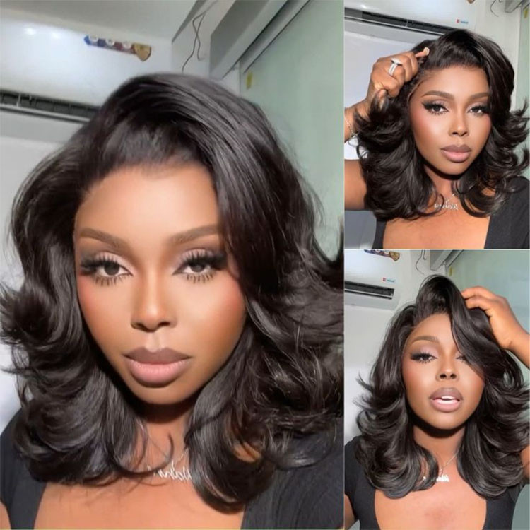 middle part body wave bob