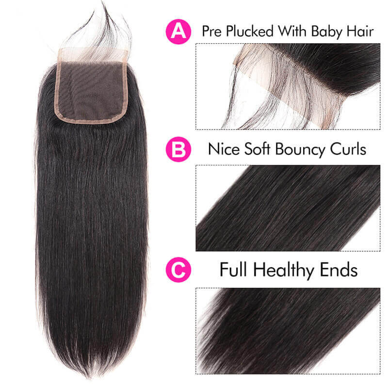 straight lace closure 4*4