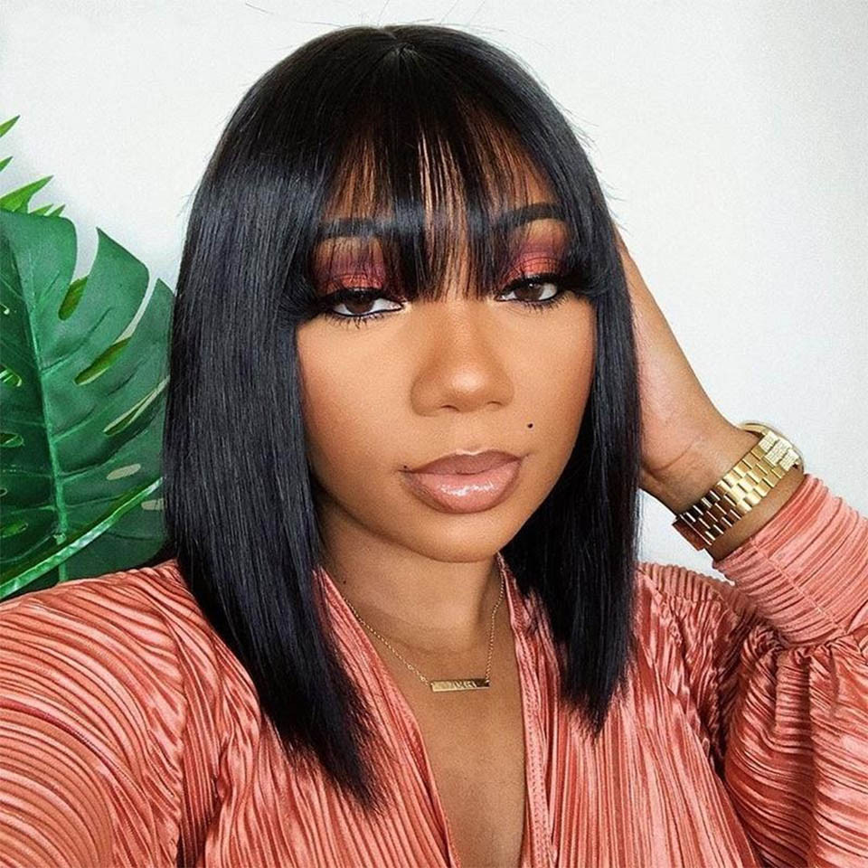 straight bangs wigs