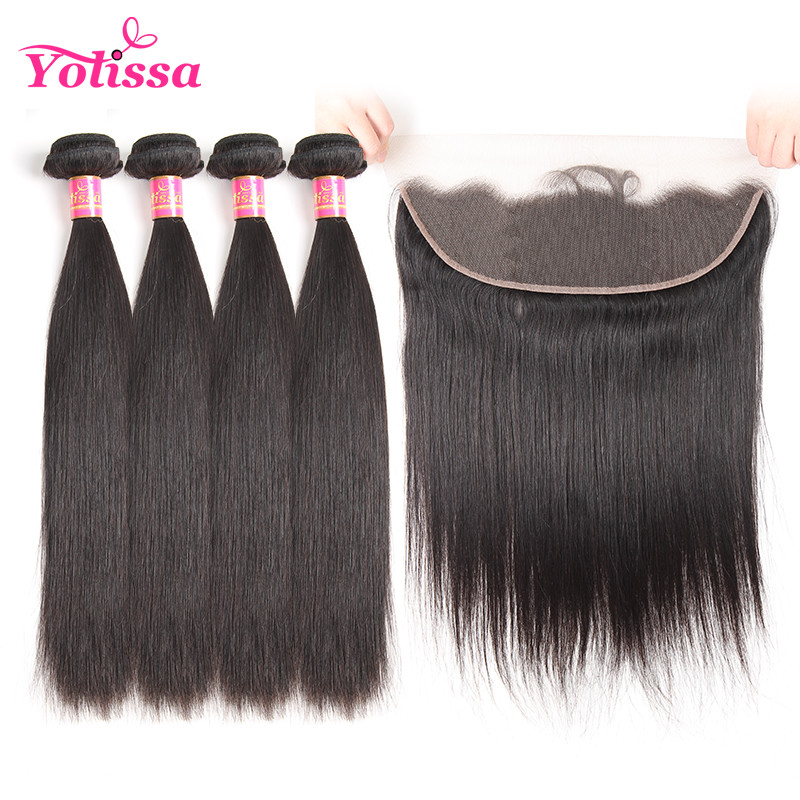 Brazilian Lace Frontal Closure with 4 Bundles Straight Hair