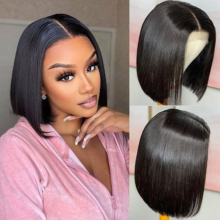 straight human hair bob wigs