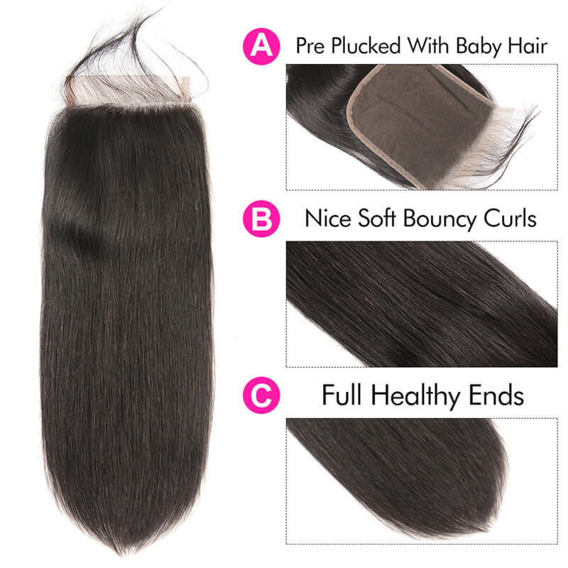 straight hair with 5x5 lace closure