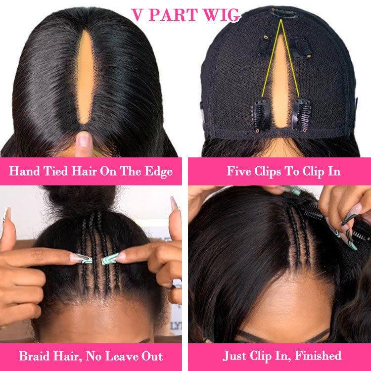 V Part Wigs Human Hair