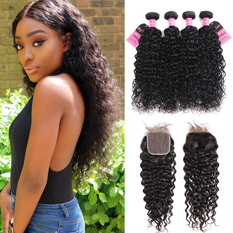 water wave 4 bundles with closure