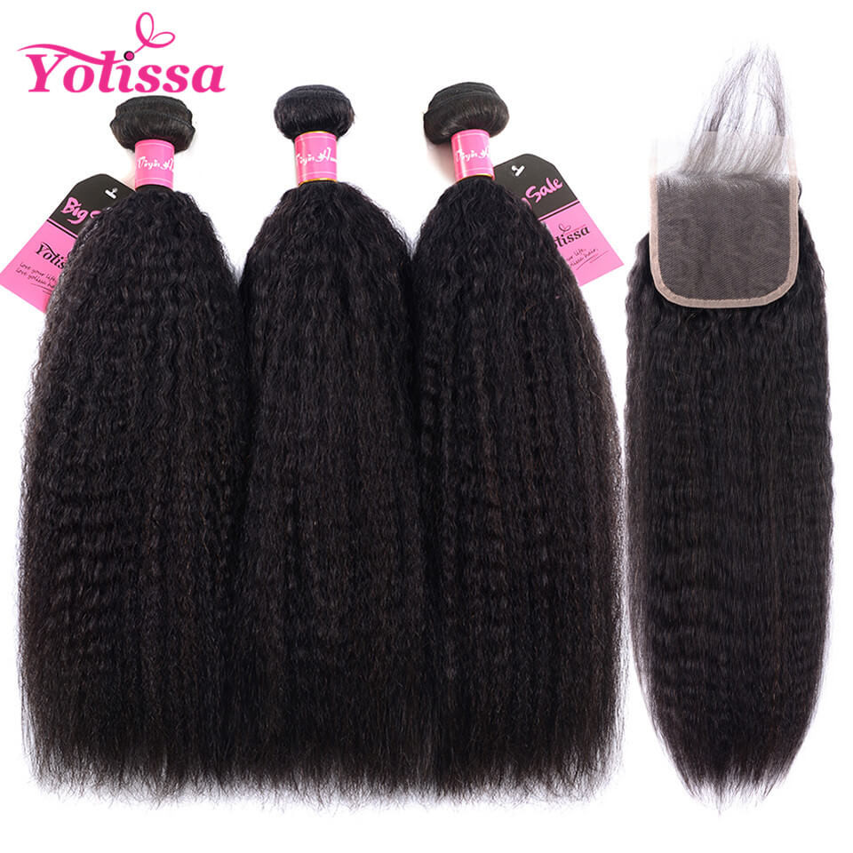 yaki straight 3 bundles with closure 4*4