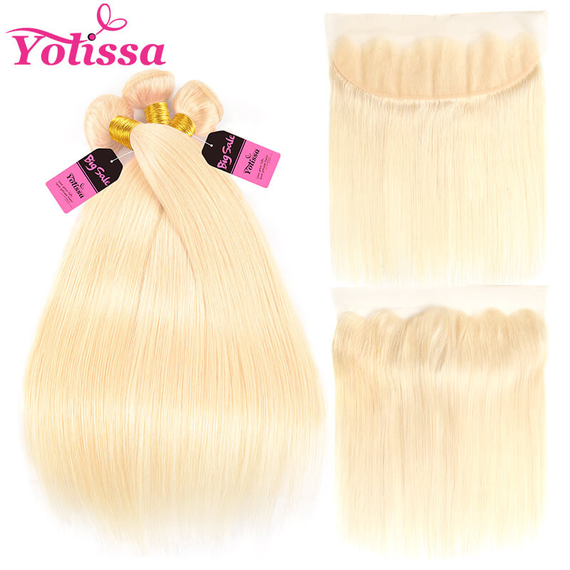 613 blonde straight 3 bundles with frontal 13*4