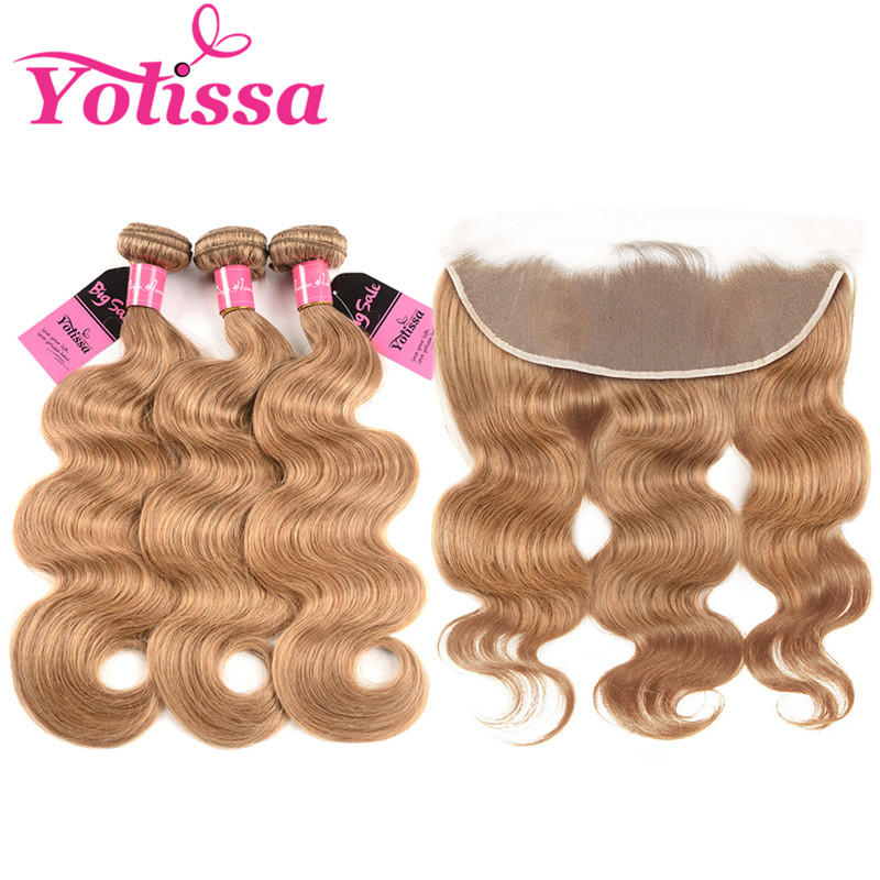 27 Hair Color Body Wave 3 Bundles With Frontal