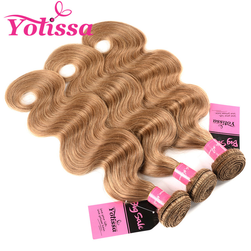 Body Wave 3 Bundles Honey Blonde Human Brazilian Hair Weaves