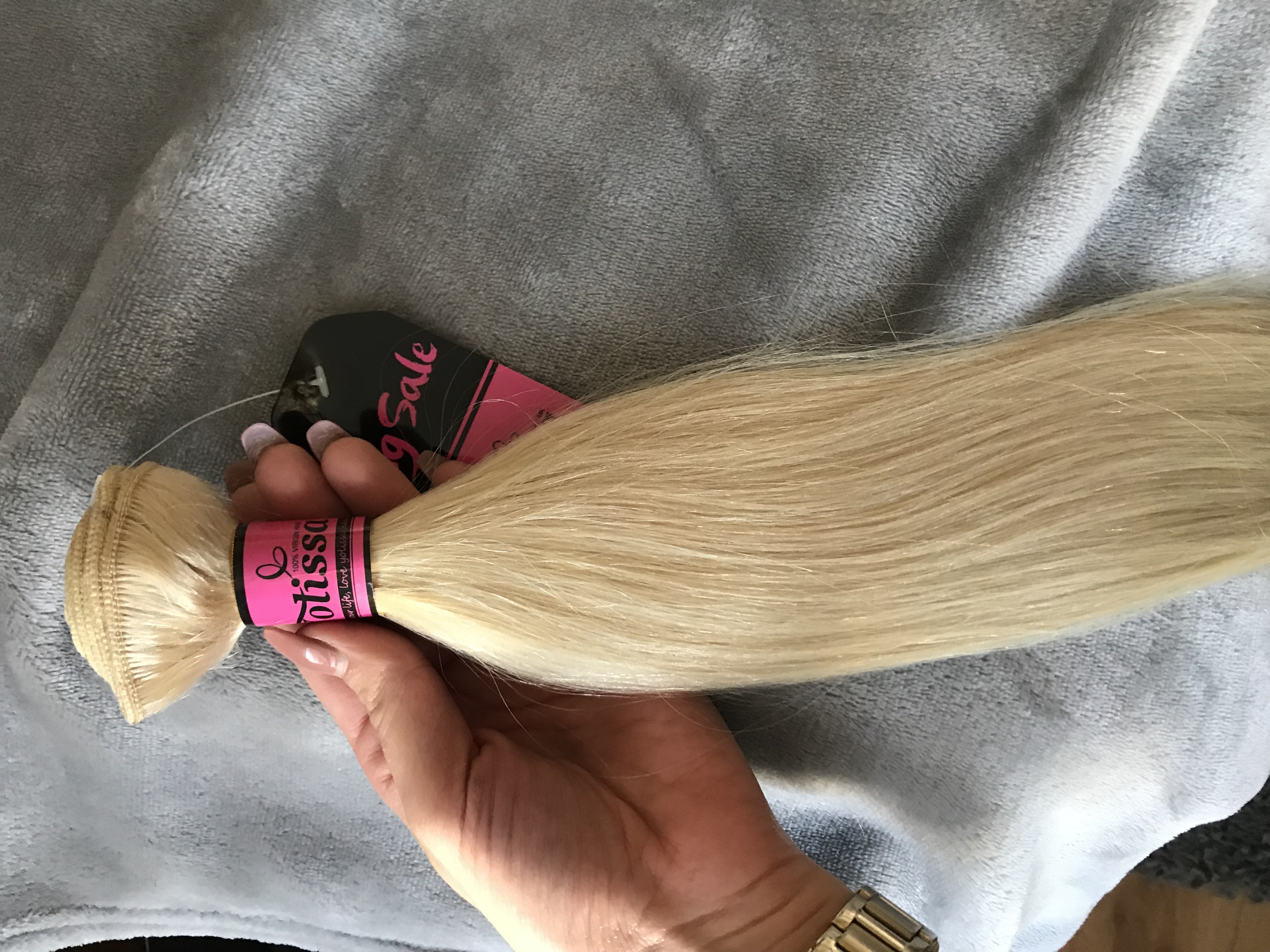7. "Blonde Human Hair Weft" by Hair Factory - wide 4