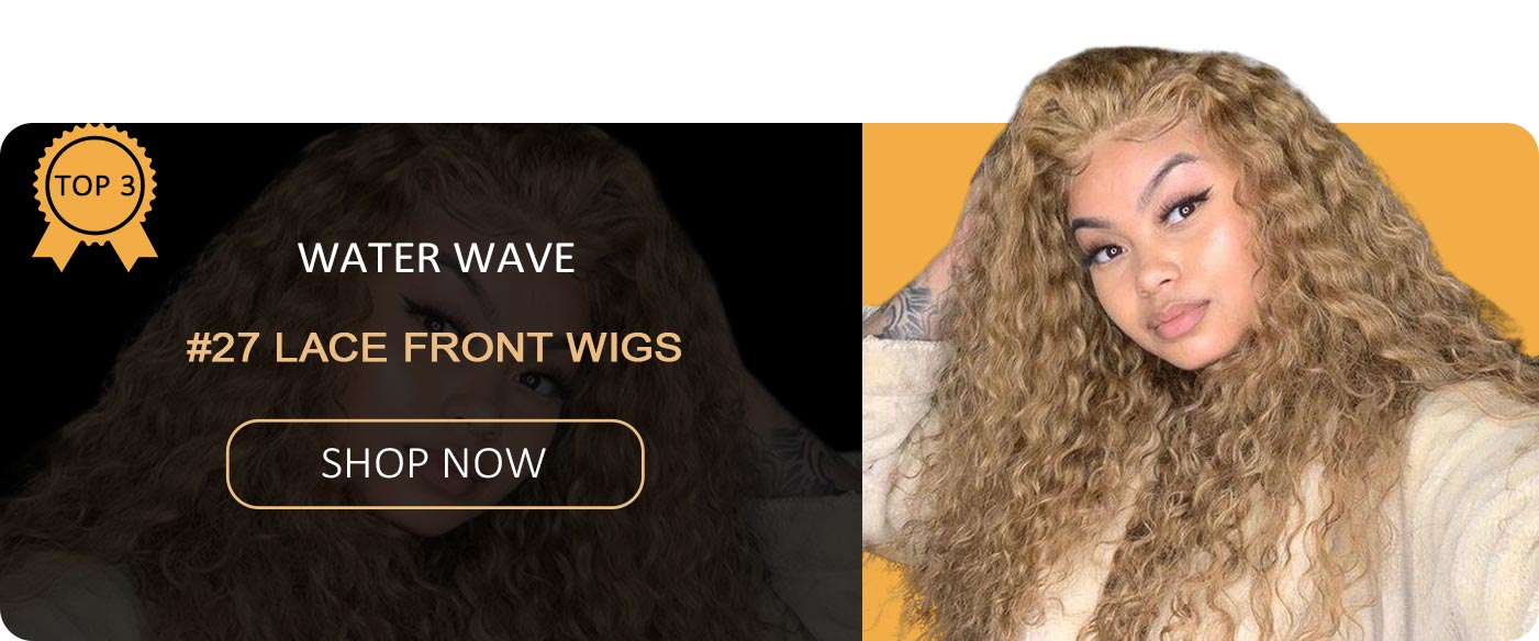 #27 honey blonde water wave lace front wigs