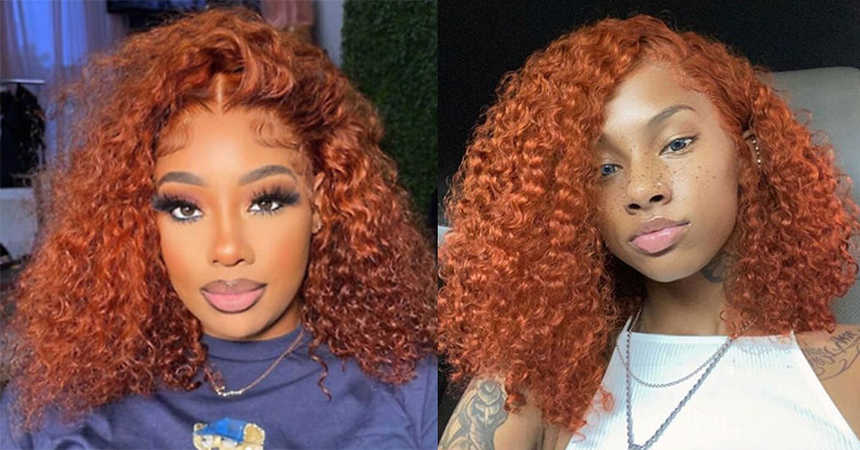 Affordable Ginger Orange Color Curly Bob Wigs