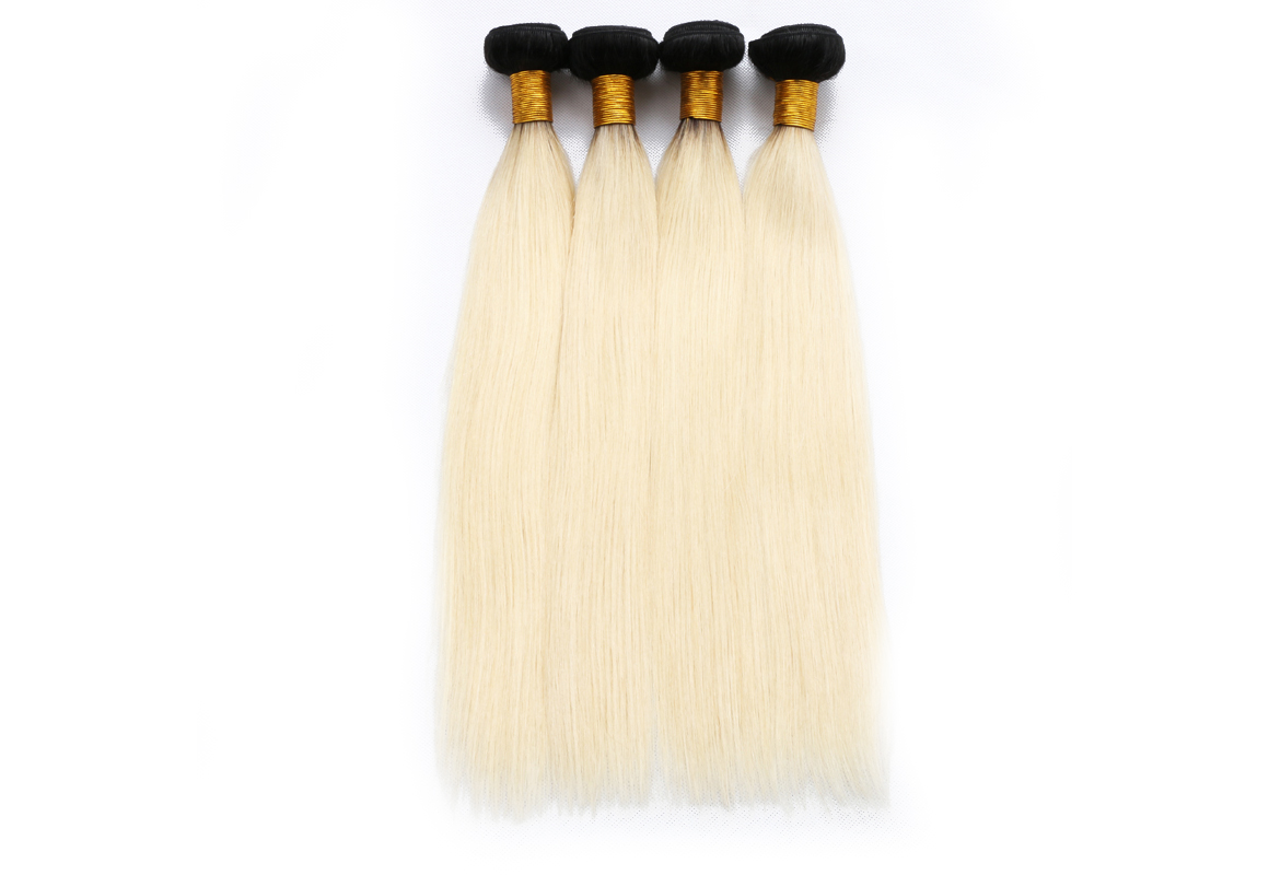 Blonde Hair With Dark Roots Straight Human Hair Bundles