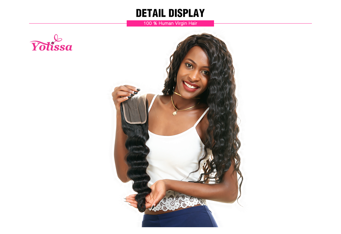 Yolissa 4*4 Free Part Lace Closure Loose Deep Human Virgin Hair