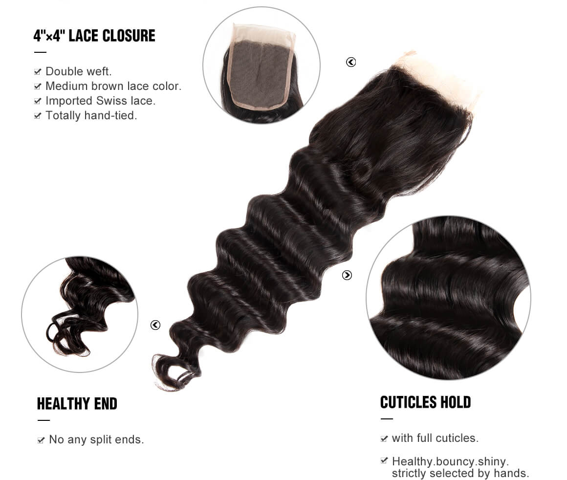 Free Part Loose Deep 4x4 Lace Closure Human Virgin Hair