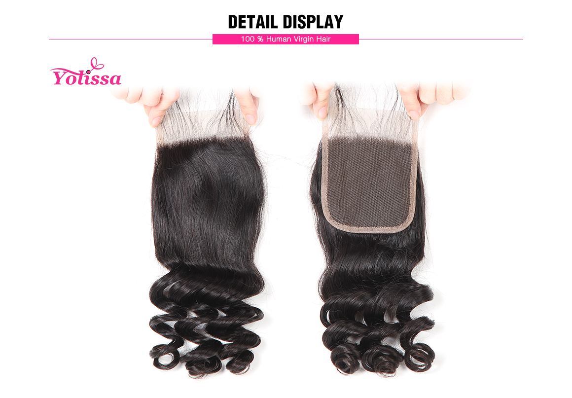 Yolissa 4*4 Lace Closure Loose Wave Natural Black Brazilian Virgin Hair