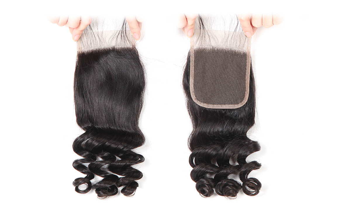 Loose Wave Natural Black 4x4 Lace Closure Brazilian Virgin Hair