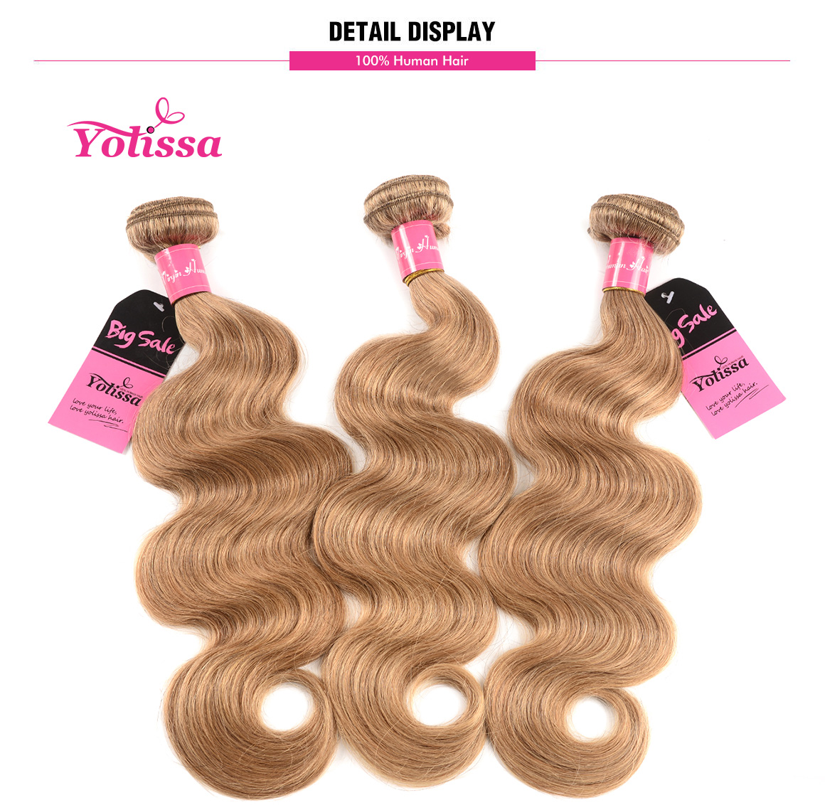 3 Bundles Honey Blonde #27
