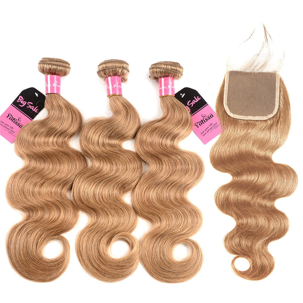 Body Wave 3 Bundles Honey Blonde Hair Weaves 
