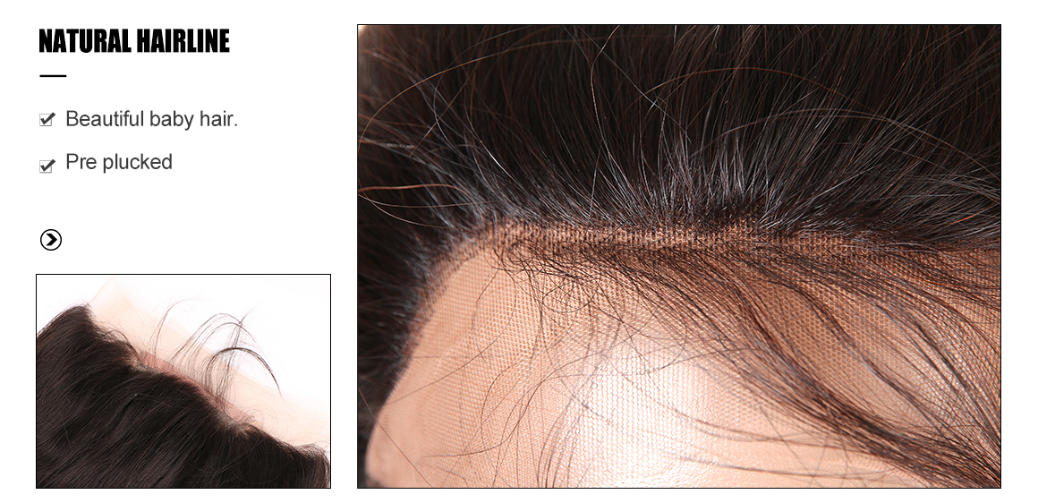 virgin hair body wave 3 bundles with frontal preplucked with baby hair