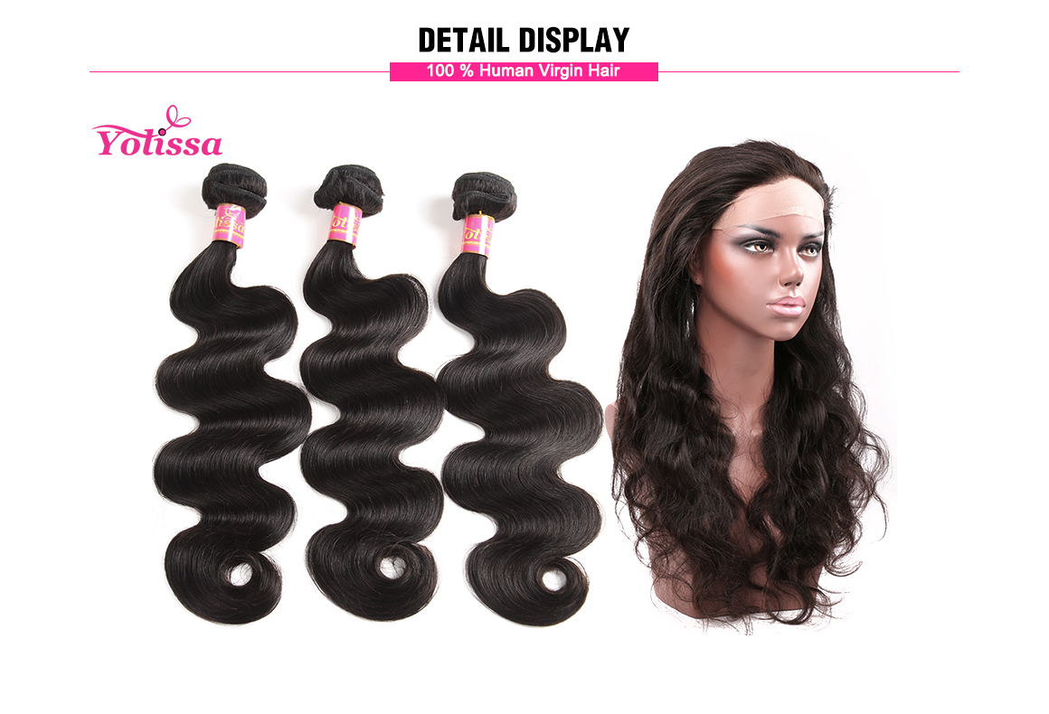 brazilian human hair body wave bundles with 360 lace frontal