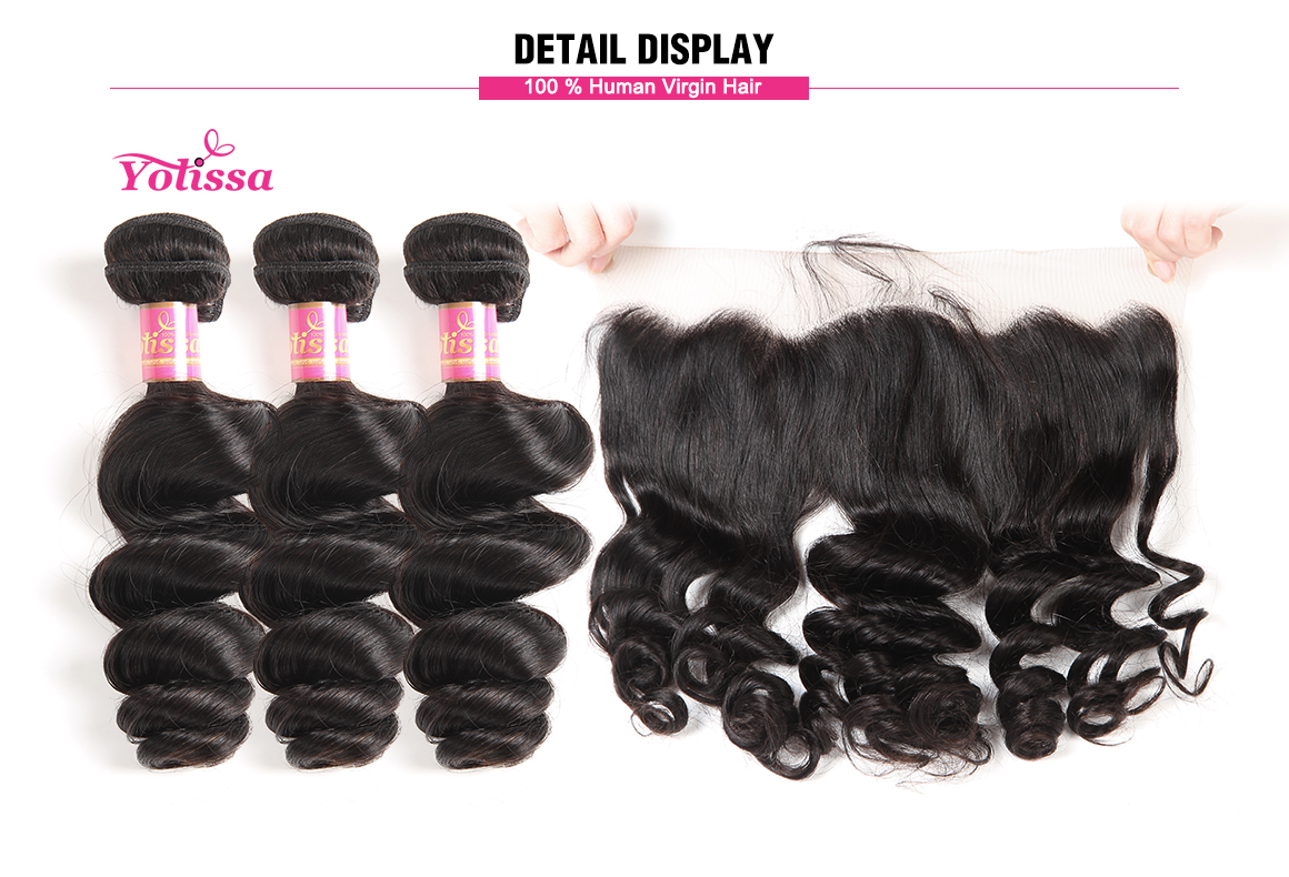 brazilian loose wave virgin hair bundles with lace frontal