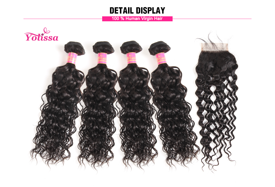 brazilian water wave virgin hair bundles with lace closure