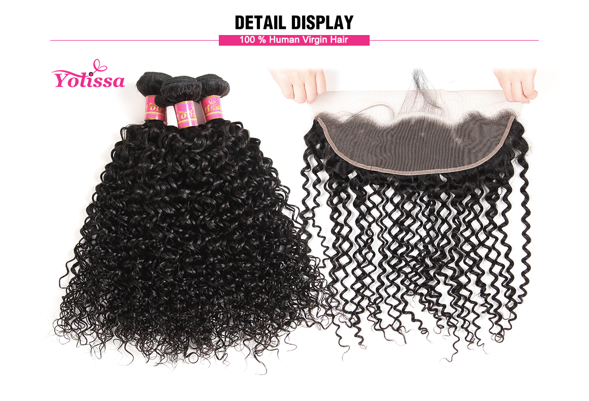 brazilian human hair curly bundles with lace frontal