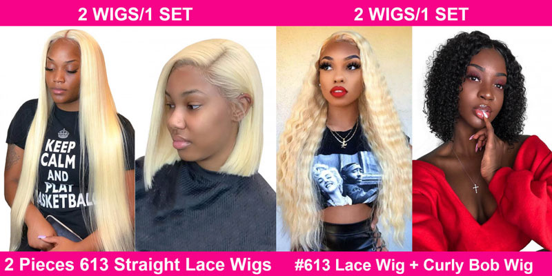 Pay one get one long hair wigs + one short bob wigs