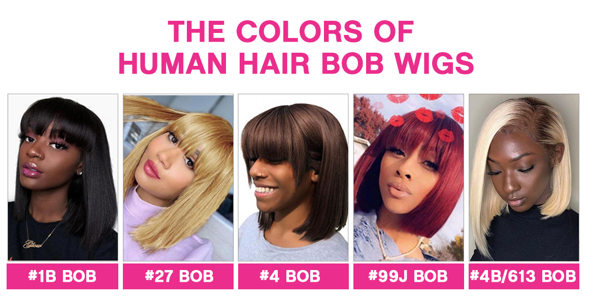 The colors of Human Hair Bob Wigs The colors of Human Hair Bob Wigs