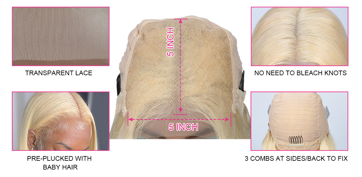 613 blonde 5x5 closure wig