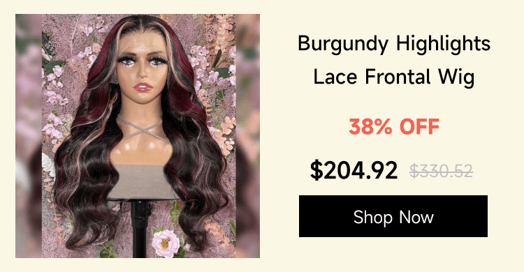Burgundy Highlights Lace Frontal Wig $204.92 Shop Now 